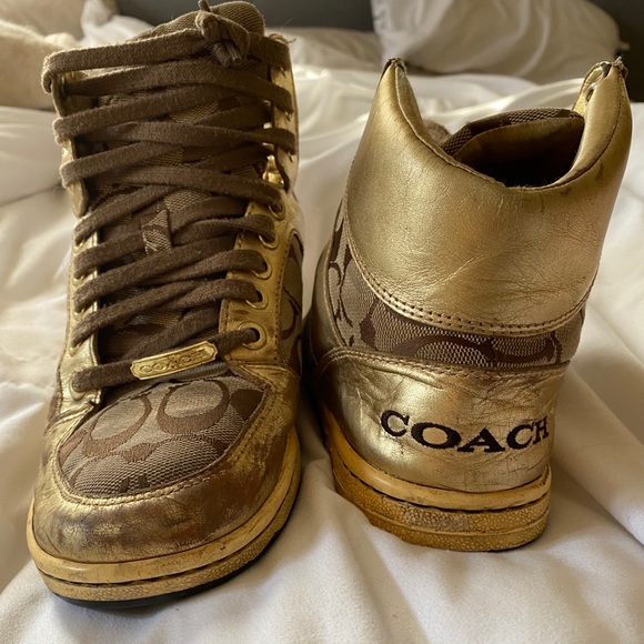 COACH gold hightops - Picture 2 of 4